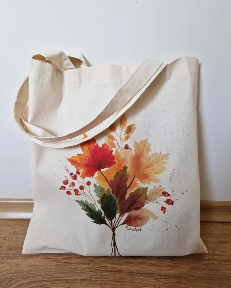 Cadouri/Decoratiuni - Sacoșă pictată manual – Culorile toamnei | Fabricat în România