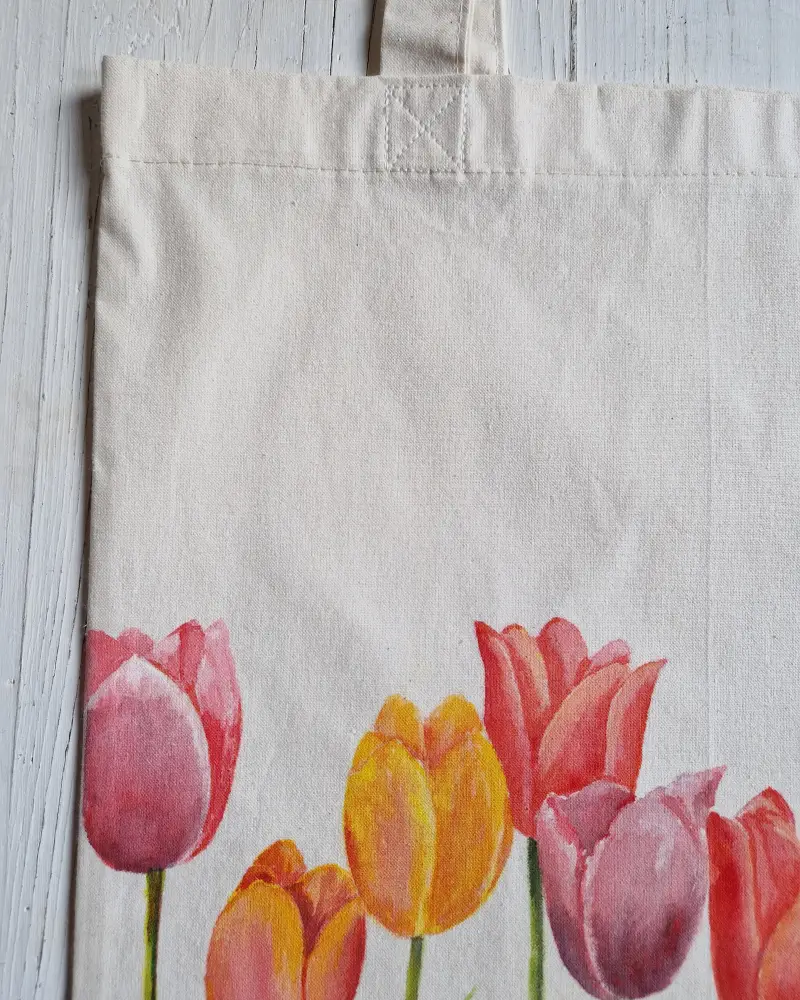 Geantă pictată manual cu lalele [8]