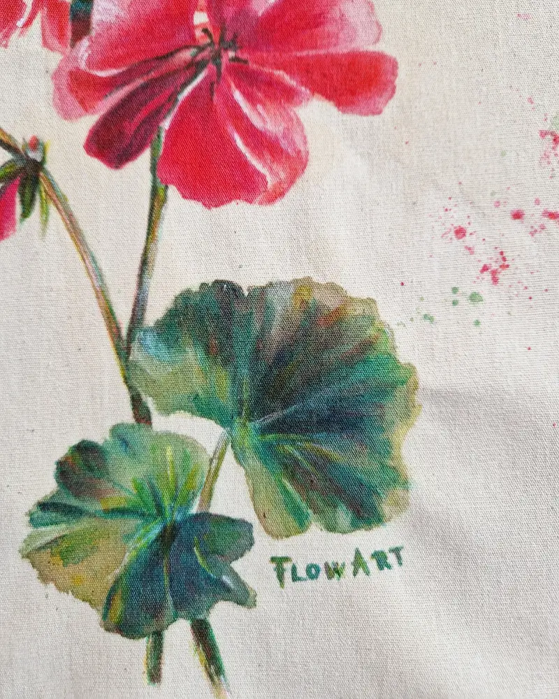 Sacoșă pictată manual – Mușcată de vară | Fabricat în România [1]