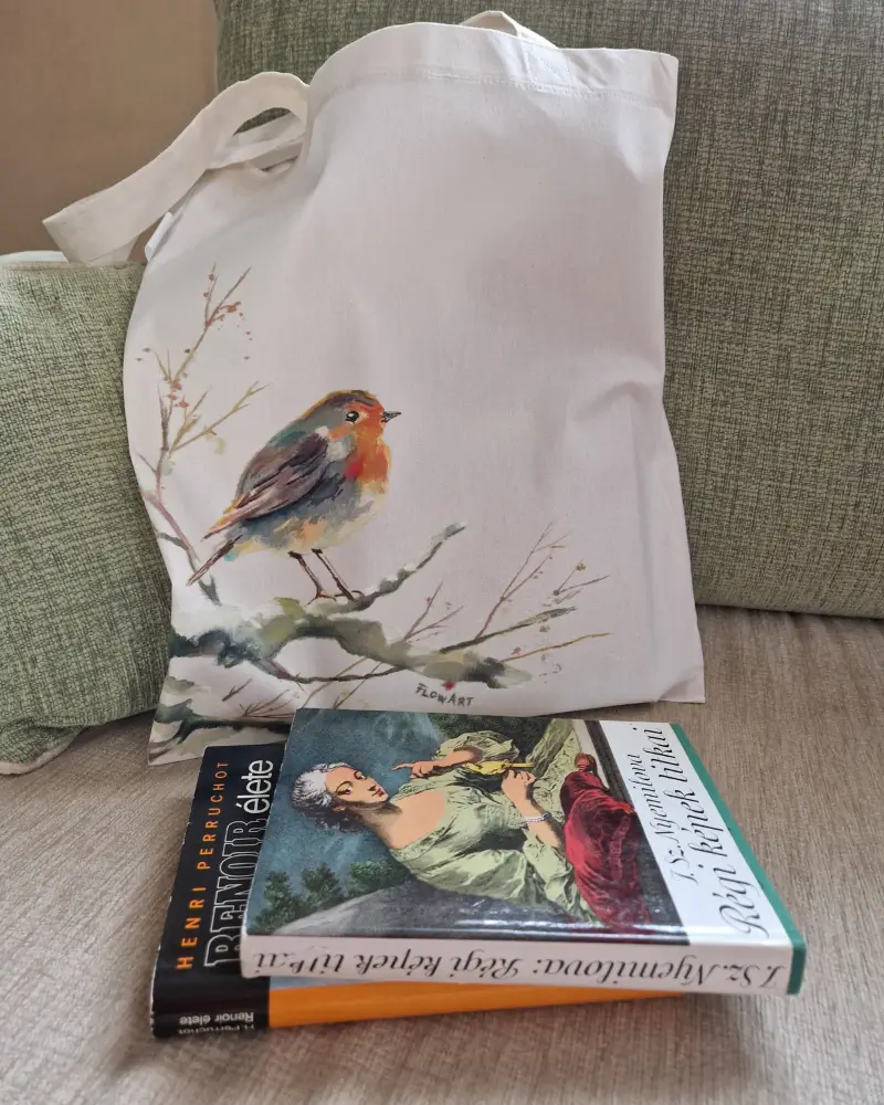 Sacoșă pictată manual cu măcăleandru – design original Flow Art [2]