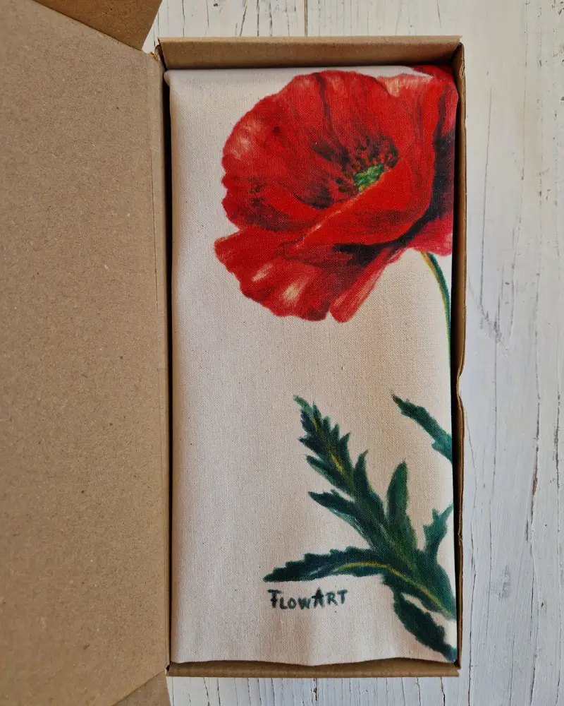 Sacoșă pictată manual – “Maci în lumină” | Accesoriu unicat, fabricat în România [3]