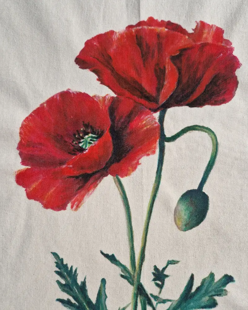 Sacoșă pictată manual – “Maci în lumină” | Accesoriu unicat, fabricat în România [1]