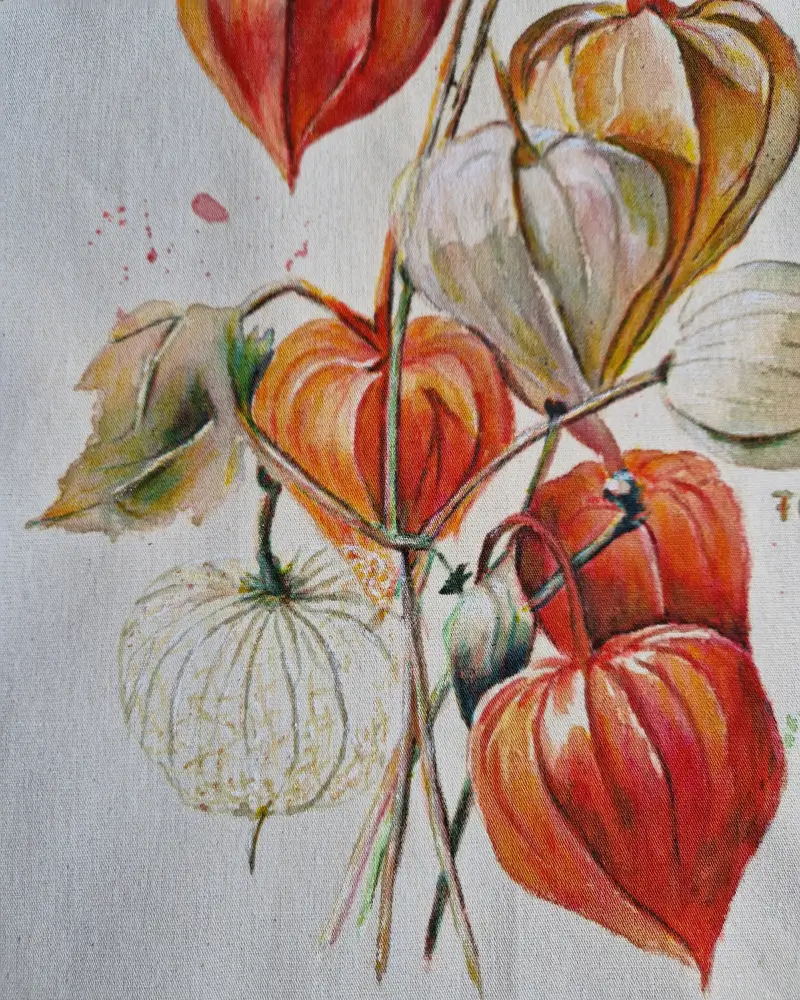 Sacoșă pictată manual – Lampioane de toamnă | Fabricat în România [1]