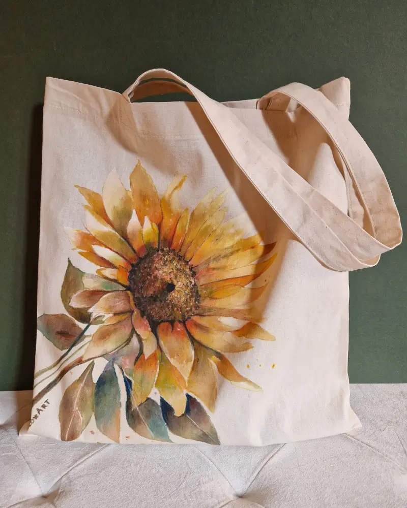 Sacoșă pictată manual – Soare de toamnă | Fabricat în România [4]