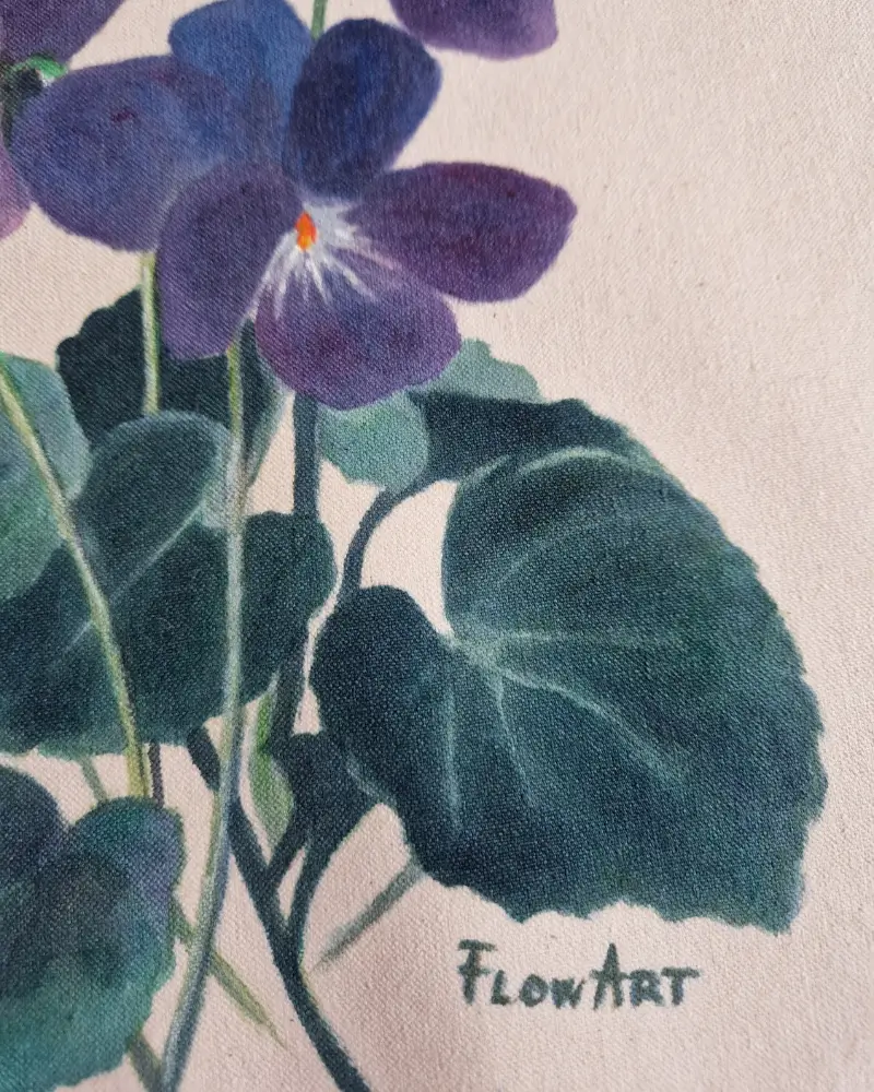 Sacoșă pictată manual Viorele – Flow Art [2]