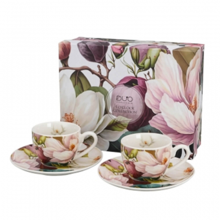Set 2 cești espresso 110 ml cu farfurioare – porțelan Magnolia – colecția Kwiaty Classics [6]
