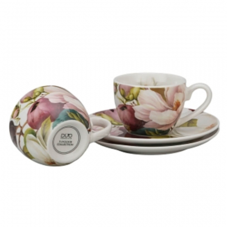 Set 2 cești espresso 110 ml cu farfurioare – porțelan Magnolia – colecția Kwiaty Classics [5]