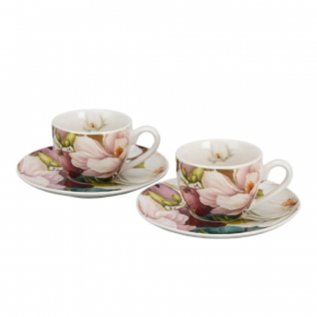 Set 2 cești espresso 110 ml cu farfurioare – porțelan Magnolia – colecția Kwiaty Classics [3]