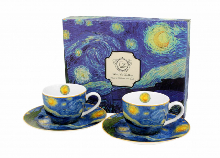 Set 2 cești espresso – Starry Night – Van Gogh – porțelan artistic 110 ml [0]