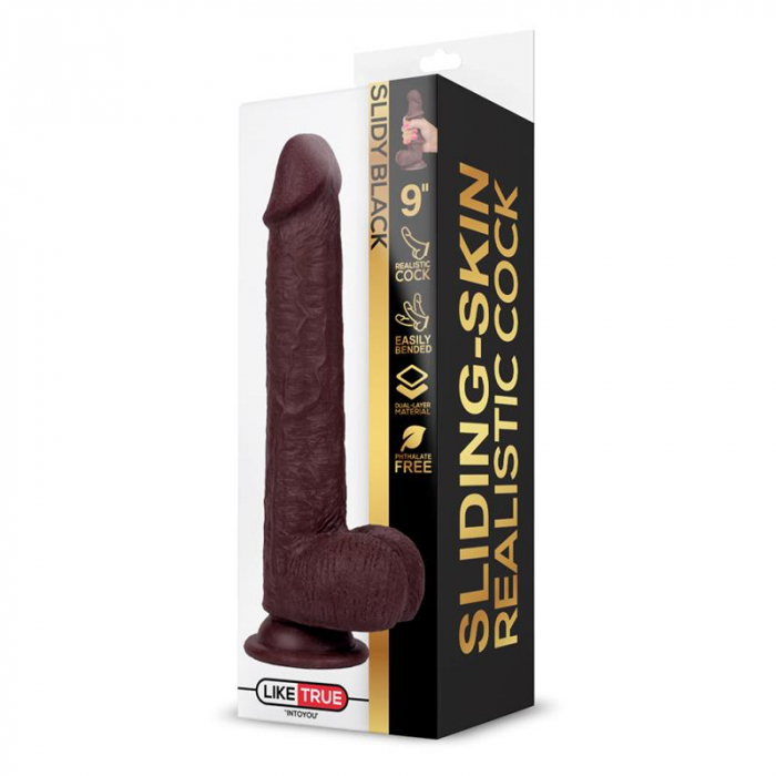 dildo Liketrue Slidy realist, în dublu strat, retractil și ajustabil, de 23 cm [5]