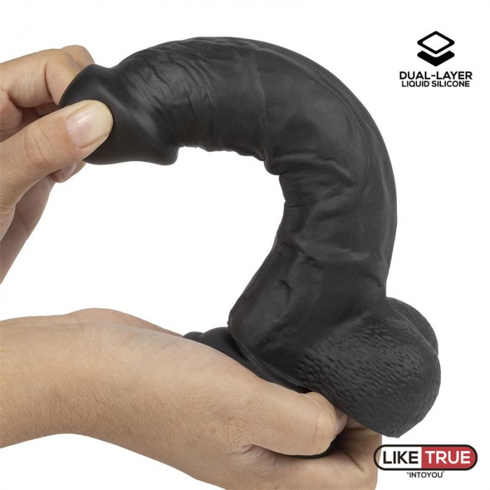 dildo realist Liketrue, din silicon negru în dublu strat, 8 inch [5]