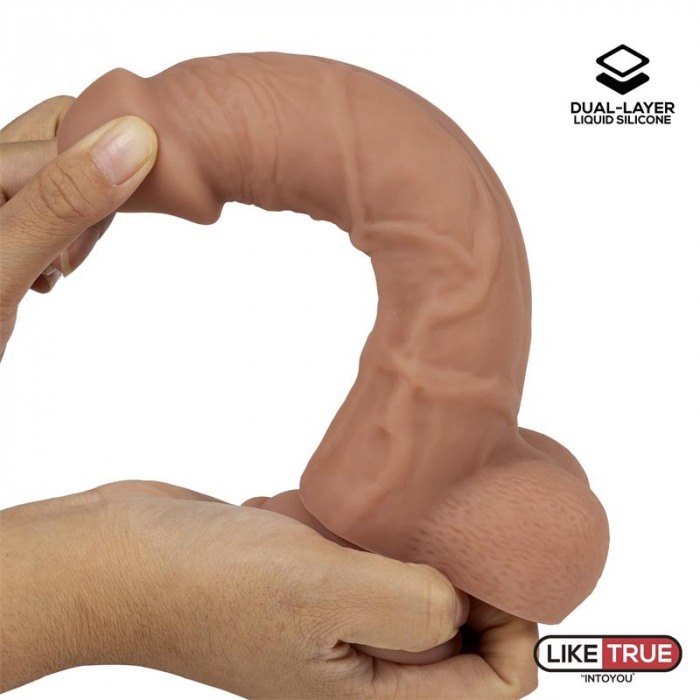dildo Liketrue realist, din silicon lichid în dublu strat, culoarea pielii, 8 inch [5]