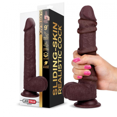 dildo Liketrue Slidy realist, în dublu strat, retractil și ajustabil, de 23 cm [1]