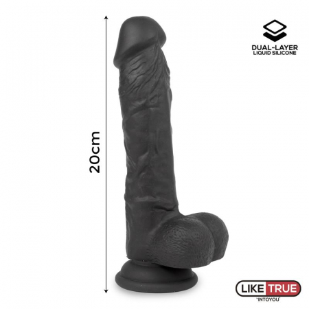 dildo realist Liketrue, din silicon negru în dublu strat, 8 inch [1]