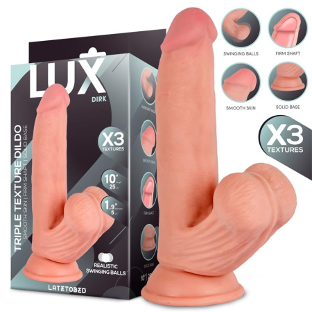 dildo - dildo LUX DIRK de 25 cm, cu densitate triplă și bile oscilante