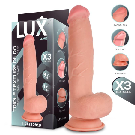 dildo - dildo LUX KLAUS de 24 cm, cu densitate triplă și bile