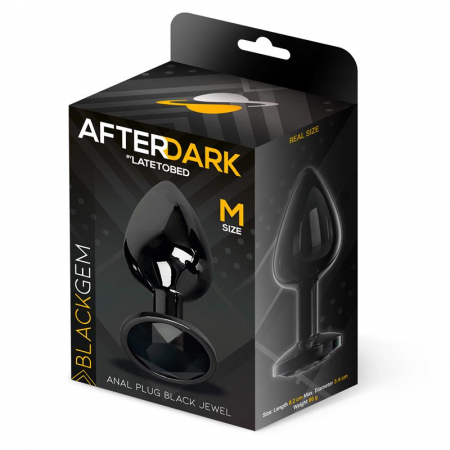 dop anal AFTERDARK Blackgem, metalic, cu piatră neagră, mărimea M [4]