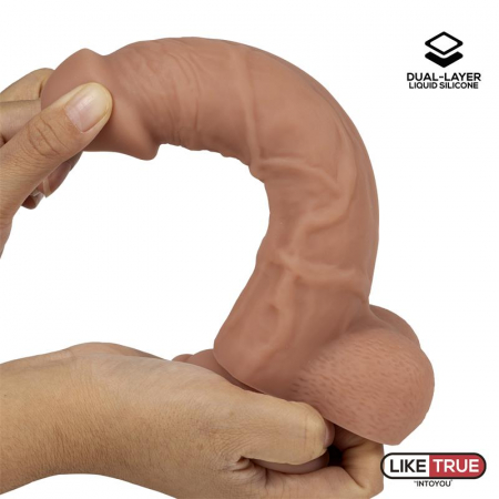 dildo Liketrue realist, din silicon lichid în dublu strat, culoarea pielii, 8 inch [4]