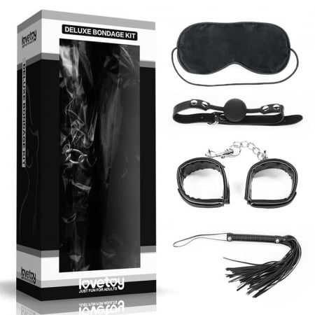 accesorii - set LOVETOY delux bondage, 4 piese de culoare neagră