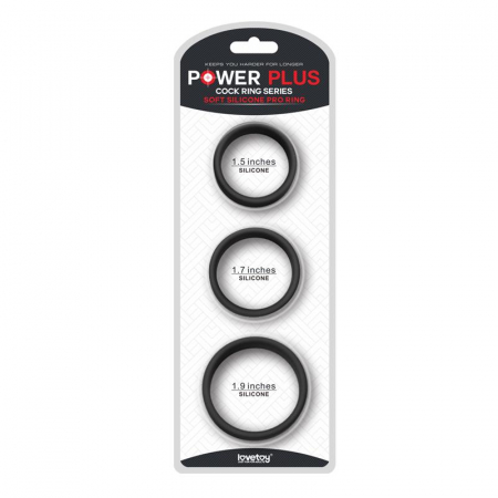 set de 3 inele pentru penis Power Ring, Negre [3]