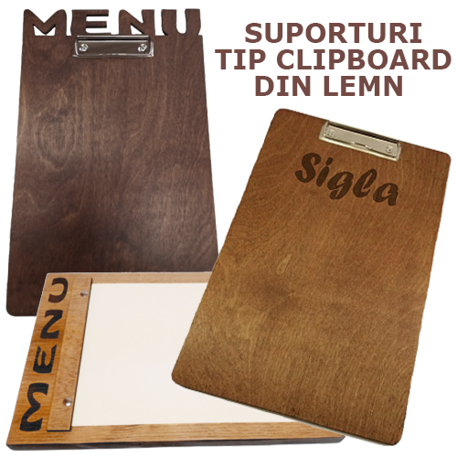 suporturi meniu tip clipboard din lemn