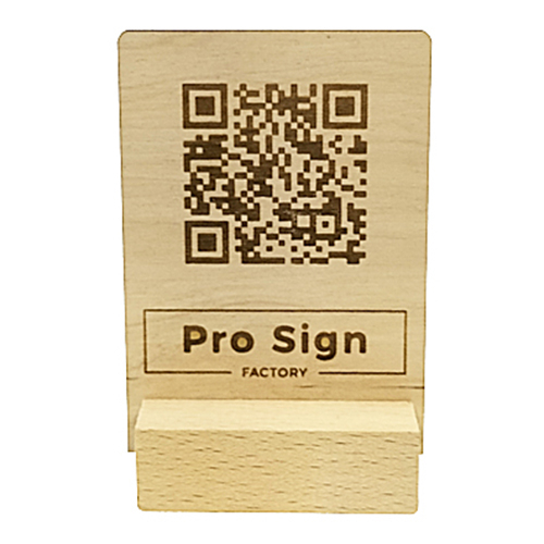 Cod QR gravat pe placuta din lemn + suport [2]