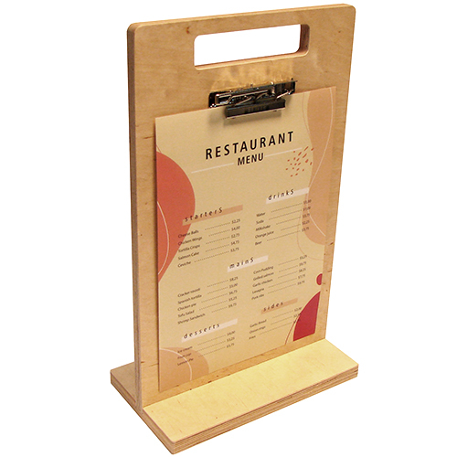 Display meniu Contactless A4 Wood + marker alb [5]