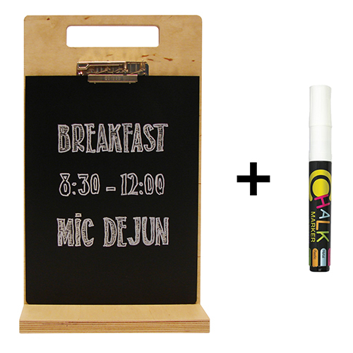 Display meniu Contactless A4 Wood + marker alb [1]