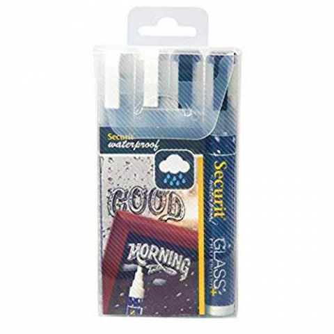 Markere rezistente la apa - Set 4 markere creta medii alb negru rezistente la apa 7-15mm