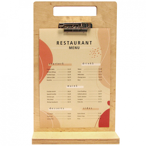 Display meniu Contactless A4 Wood + marker alb [3]