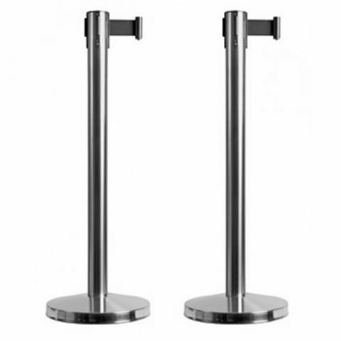 Stalpi cu banda retractabila - Set 2 stalpi BUDGET cu banda retractabila