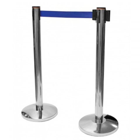 Stalpi cu banda retractabila - Set 2 stalpi inox cu banda retractabila