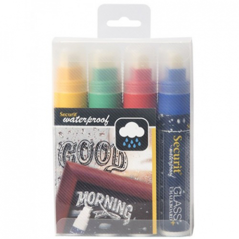 Markere rezistente la apa - Set 4 markere creta mari color rezistente la apa 7-15mm