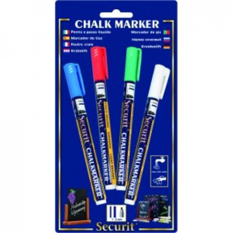 Markere creta lichida - Set 4 markere creta mici color 1-2mm