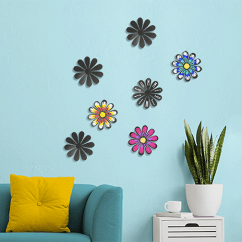 Tabla de perete - Set 7 tablite de perete model Floare 3D + marker creta lichida