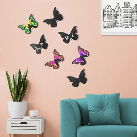 Tabla de perete - Set 7 tablite de perete model Fluture 3D + marker creta lichida