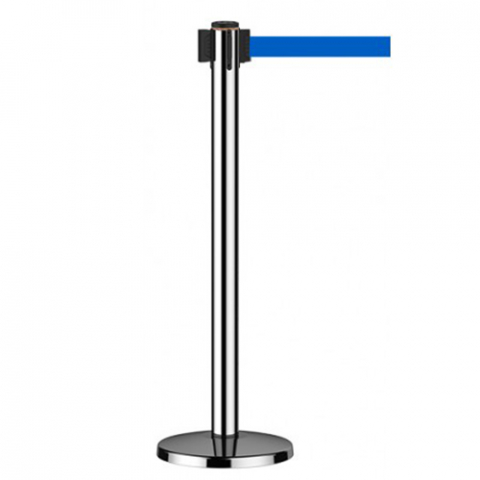 Set baza + stalp inox cu banda retractabila albastra [0]