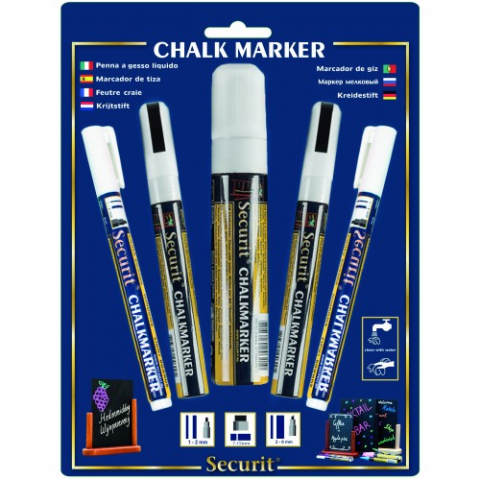 SECURIT - Set markere dimensiuni mixte creta alba