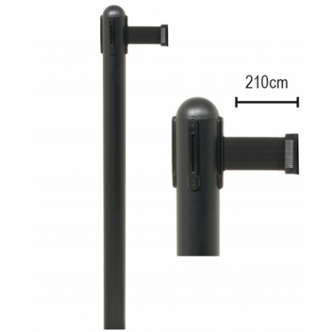 Stalpi cu banda retractabila - Stalp negru cu banda retractabila