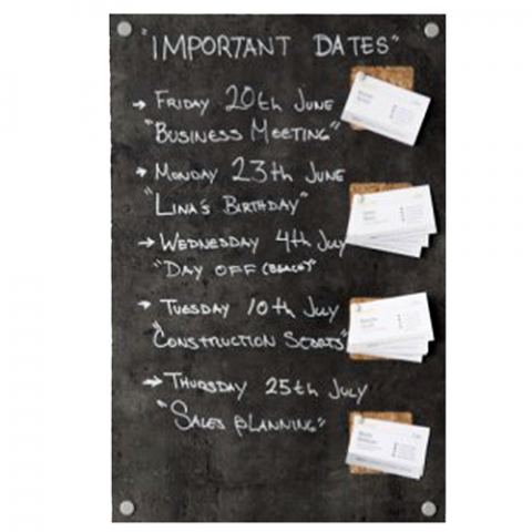 Tabla de perete - Tabla suprafata imitatie beton + bucati pluta + marker alb