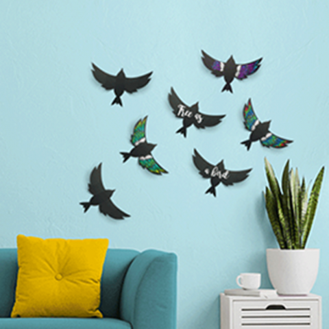 Tabla de perete - Set 7 tablite de perete model Pasare 3D + marker creta lichida