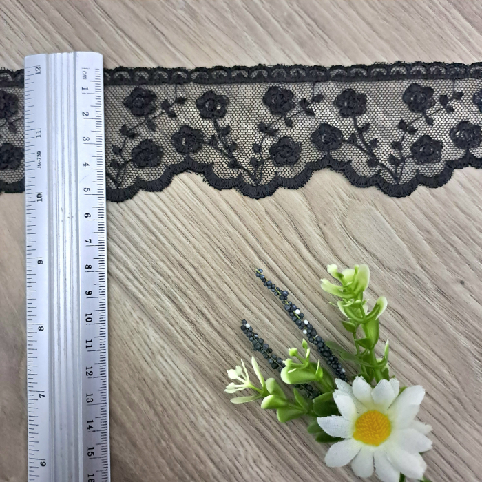 dantela broderie flori tull negru [2]