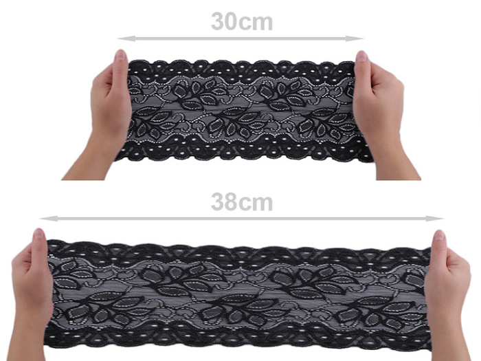 dantela elastica negru/rosu latime 16cm [2]