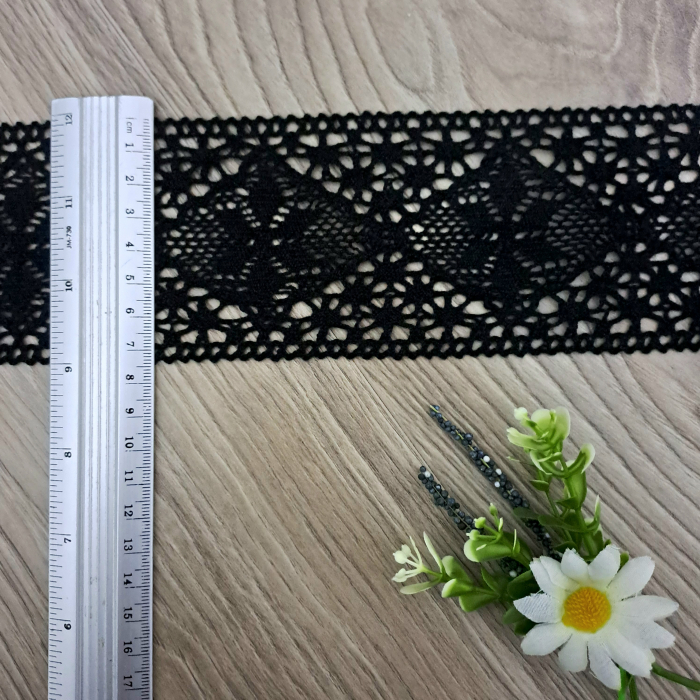 dantela mijloc 8cm bumbac negru [2]
