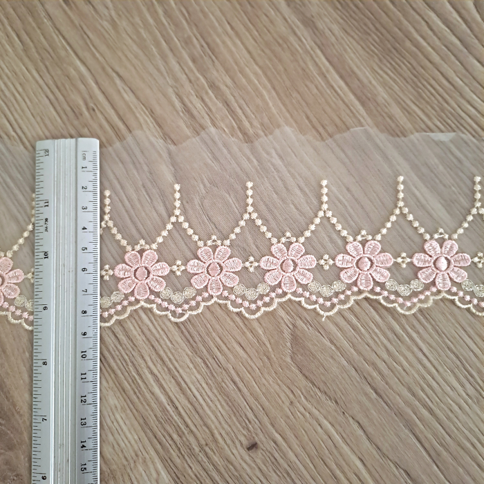 dantela rochii ocazie broderie flori roz [2]