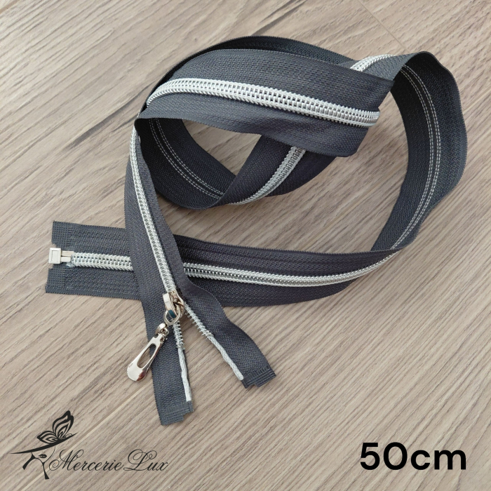 fermoar spiralat argintiu 7mm 50cm [1]
