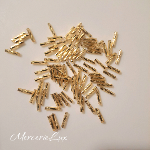 margele tubular rasucit auriu din sticla [2]