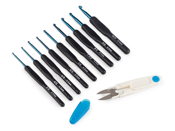 set de crosete cu maner din silicon si foarfece [3]