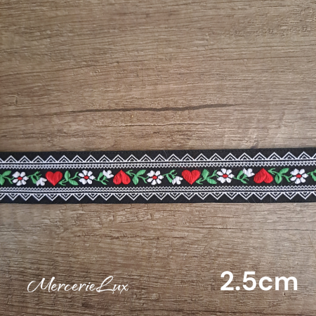 Banda Motive Traditionale - banda decorativa flori si inimioare
