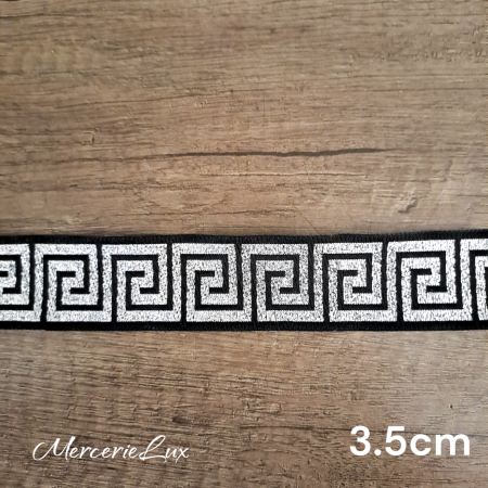 Banda Motive Traditionale - banda decorativa motiv geometric negru/ag